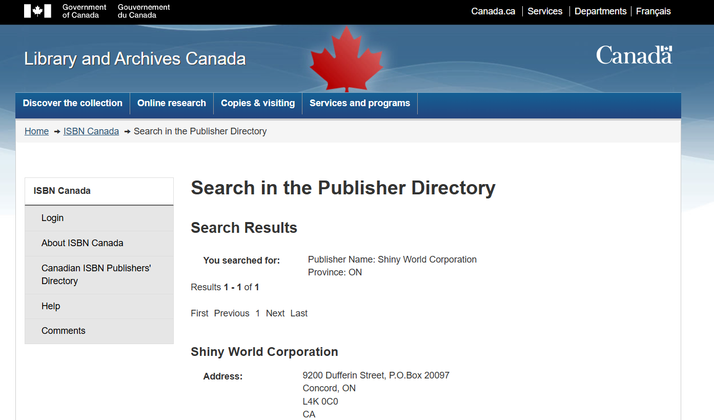 "Canadian Publishers Directory" Canadian Publishers Directory